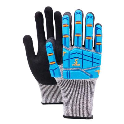 China Blue TPR Impact Protection Safety Gloves Abrasion Resistance Touchscreen Compatibility for Work Tasks for sale