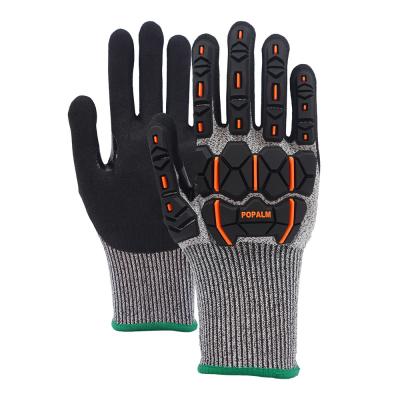 China Custom TPR Anti Impact Work Gloves 13 Gauge Nitrile Coated Cut Resistant Hand Gloves for sale