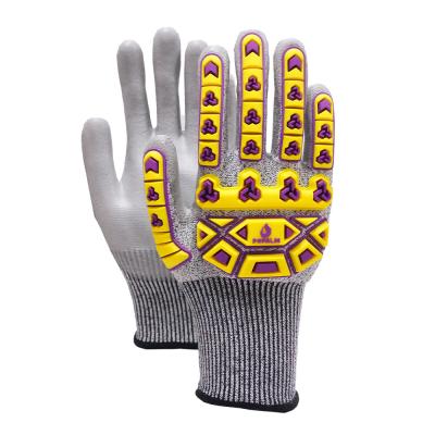 China 13 Gauge HPPE Impact Protection Tpr Gloves With Pu Palm Coating Cut Abrasion Slip Resistance for sale