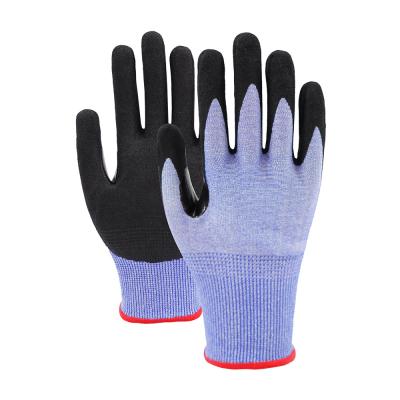 China 18 Gauge Anti Cut Nitrile Coating Handschoenen Versterkte Duimkruk Superior Grip Veiligheidswerkhandschoenen Te koop