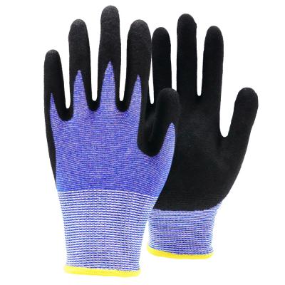 China Black Non Slip Nitrile Polyester Work Gloves , Building Industrial Work Gloves for sale