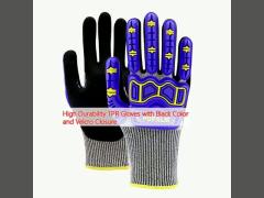 High Durability TPR Gloves with Black Color and Velcro Closure