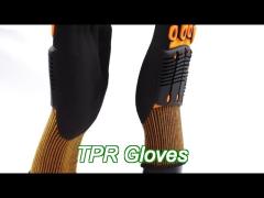 13 gauge polyester sandy nitrile coating gloves anti impact tpr knuckle protector gloves