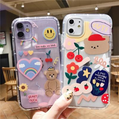 China Cartoon PhoneCase Cover Device Silicone Soft Shockproof Transparent Clear Cell PhoneCase For iPhone12 11 pro X max XS max 7 8 for sale