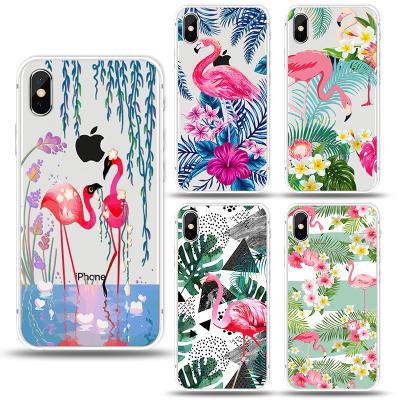 China Flamingo Flower Fruit Plant Design Pritn Case For iPhone 13 Case White 3D OEM Tpu Fruit Phone Printing Custom Case For iPhone X For iPhone X for sale