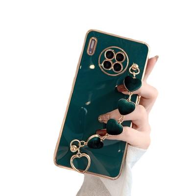 China Dark Green Eco-friendly TPU-100% TPU Case For Huawei p40pro Wristband Mobile Phone Case Mate30pro mate40pro 360 Female Cover Lens Applicable for sale