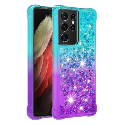 China Fanshion Gradient Bling Case Luxury Shockproof Quicksand Simple Glitter TPU Liquid Case For Samsung Galaxy S21 Ultra 5G S21 Plus for sale