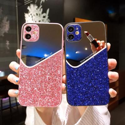 China Shockproof Glitter Make Up Mirror Phone Case For Iphone13 11 12 pro max 9 8 7 plus 12 XR X XS Max Shockproof Silicon Phone Back Cover for sale