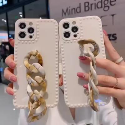 China Marble liquid silicone tpu soft cell phone cover case with chain for iphone13 11 12 pro max, for i phone 12 fashion phone case for sale