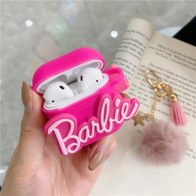 China Super Luxury Bowknot Pink For Airpods Case Silicone Key Chain Ball Puffy Fur Pom For Airpod Case Cover for sale