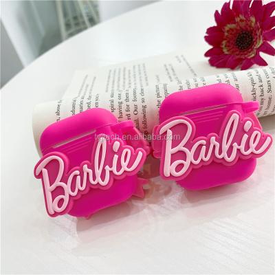 China Pink Popular Stylish Barbie Soft Silicone Case Fashion Beautiful Super Luxury Gift For Airpods 12 pro for sale