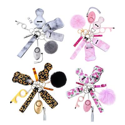 China 10pcs Fashion Women Self Defense Key Chain Set Girl Personal Self Defense Window Breaker Alarm Safety Backup Protection Key Chain for sale