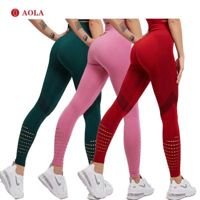 China AOLA Antibacterial Jogging Femme Sport Thigh High Waisted plus size for fat women seamless knit gym girl leggings for sale