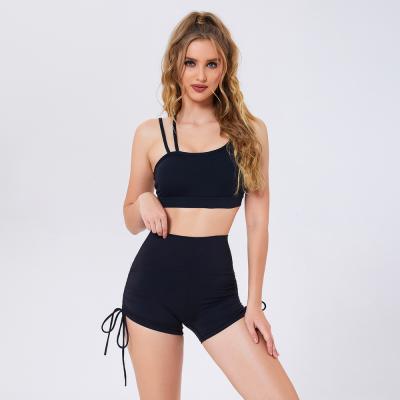 China New Arrival Breathable Workout Suit Gym Fitness Wear Sports Bra And Shorts Yoga Two Piece Seamless Set for sale