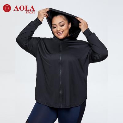 China High Quality Custom Made Women's Anti-Wrinkle AOLA Fitness Yoga Sports Workout Hood Ladies Hoodie Zip Up Jacket Coat Women Plus Size Jackets for sale