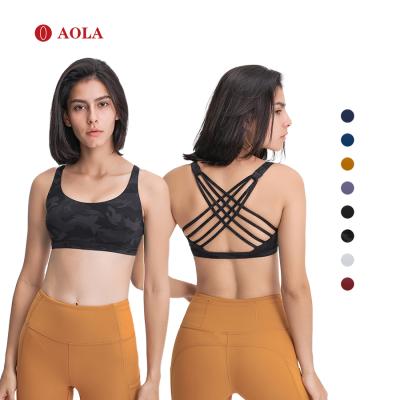 China AOLA breathable designs elastic ladies seamless soft plus size high print training sports bras wholesale for sale