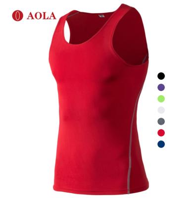 China AOLA Antibacterial Mens Tops Mens Fitness Wear Gym For Men Custom Sweat T Shirt Workout Apparel Tank Tops for sale