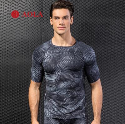 China AOLA Antibacterial Mens Workout Shirts Loose Fit Custom Gym Muscle Teams Dropshipping Sport Shirt Men Fitness Apparel for sale