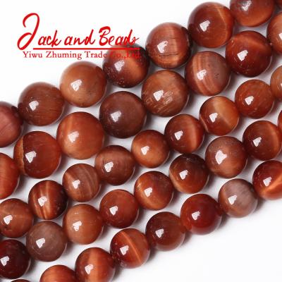 China DIY Jewelry Making Natural Stone Orange Tiger Eye Round Loose Beads For Jewelry Making DIY Bracelet for sale