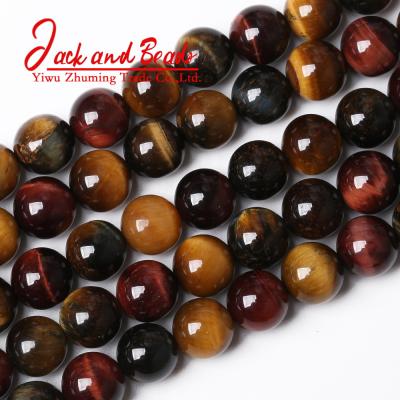 China DIY Jewelry Making Natural Stone Multi Color Tiger Eye Round Loose Beads For Jewelry Making for sale