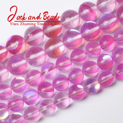 China DIY Jewelry Making Wholesale A+ Austria Pink Crystal Beads Synthesis Moonstone Beads For Jewerly Making for sale