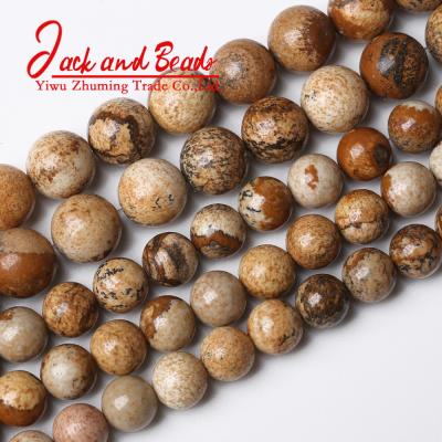 China DIY Jewelry Making Natural Stone Picture Jasper Round Loose Beads For Jewelry Making 15