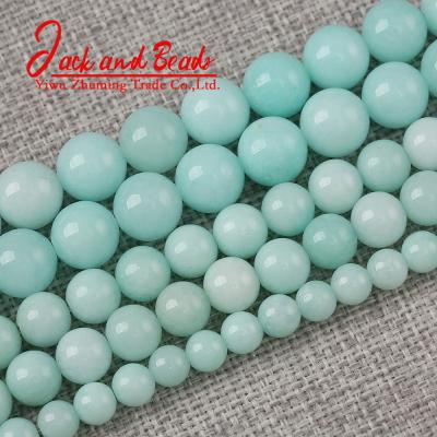 China DIY Jewelry Making Amazonite Natural Stone Smooth Stone Beads Spacer Beads For Jewelry Making for sale