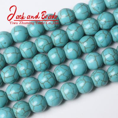 China DIY Jewelry Making Natural Stone Soft Blue Turquoise Round Loose Beads 15