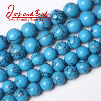 China DIY Jewelry Making Natural Stone Light Blue Turquoise Round Loose Beads 15