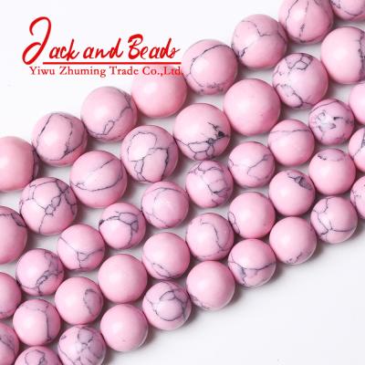 China DIY Jewelry Making Natural Stone Pink Turquoise Round Loose Beads 15