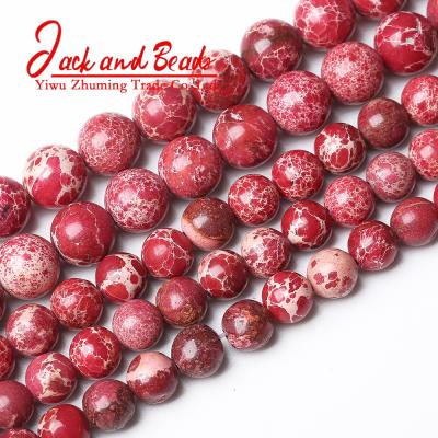 China DIY Jewelry Making Natural Red Sea Sediment Turquoise Imperial Jasper Round Beads For Jewelry Making for sale