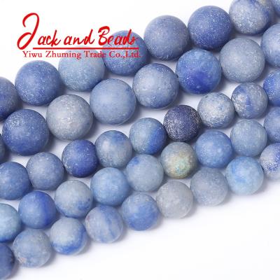 China DIY Jewelry Making Wholesale Dull Polish Matter Natural Blue Aventurine Stone Round Spacer Loose Beads for sale