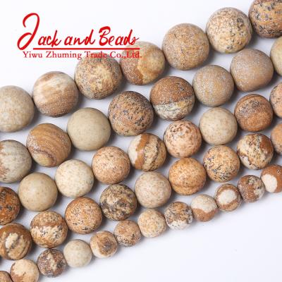 China DIY Jewelry Making Wholesale Dull Polish Matte Natural Picture Jasper Stone Beads For Jewelry Making for sale