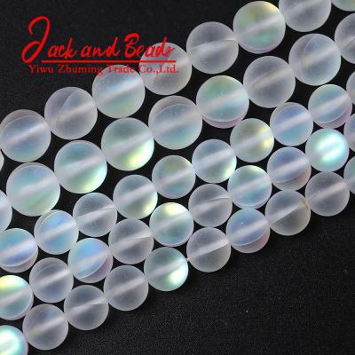 China DIY Jewelry Making A+ Matte White Frosted Austria Crystal Round Beads Sparkle Moonstone Beads for sale