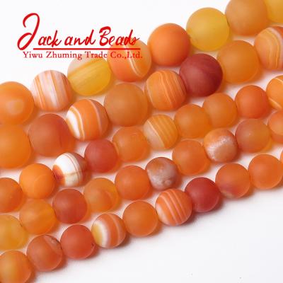 China DIY Jewelry Making Natural Peacock Orange Zircon Stripe Agates Round Loose Beads 4 6 8 10 12MM for sale