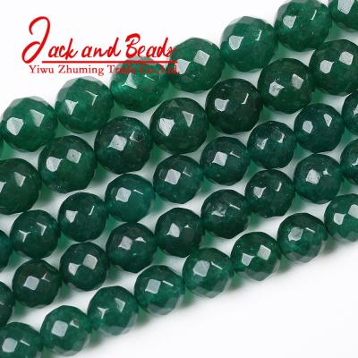 China DIY Jewelry Making Wholesale Natural Stone Faceted Green Jades Round Loose Beads 6 8 10 12MM for sale