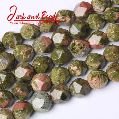 China DIY Jewelry Making Natural Faceted Unakite Stone Round Loose Beads For Jewelry Making Accessories for sale