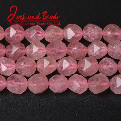 China DIY Jewelry Making Wholesale Faceted Strawberry Quartz Round Loose Spacer Beads For Jewelry Making for sale