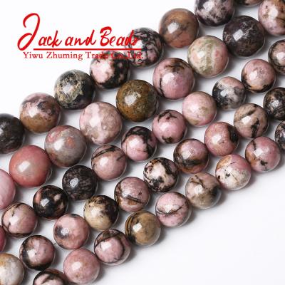 China DIY Jewelry Making Rhodonite Natural Black Lace Around Loose Stone Beads For Jewelry Making 15