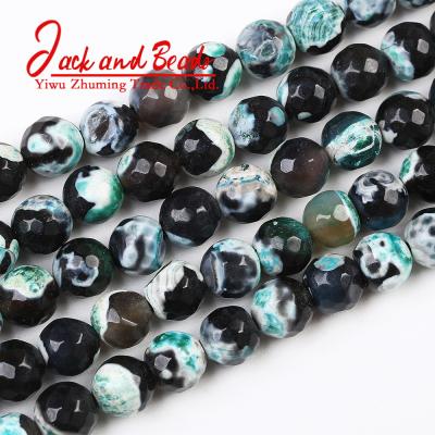 China DIY Jewelry Making Faceted Blue Fire Agates Natural Stone Beads Round Loose Spacer Bead For Jewelry Making for sale