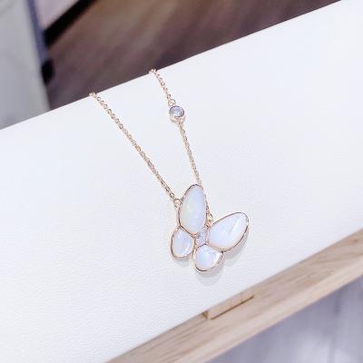 China Trendy Fashion Butterfly Women's Cute Butterfly Necklace Shell Butterfly Necklace for sale