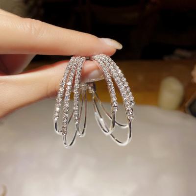 China 925 TRENDY bridal circle earrings rhinestone earrings silver earrings for sale