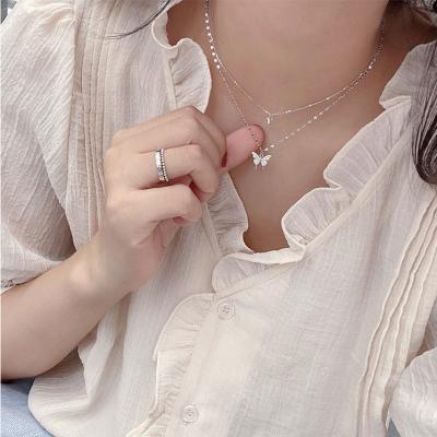 China Fashionable korean style butterfly rhinestone necklace dimond butterfly layered layered butterfly necklace for sale