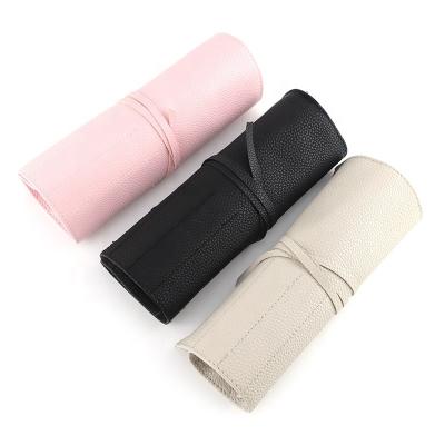 China Custom Logo Leather Cosmetic Brush Bag Cosmetic Brush Bag Makeup Brush Bag Makeup Organizer Feature Rolling Case Pouch Holder Bag for sale