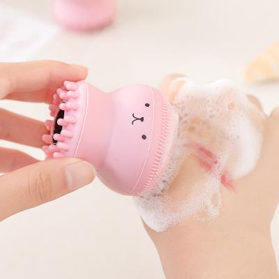 China Acne Treatment Face Powder Blast Brush Tool Double Sided Octopus Shaped Cleansing Brush Face Massager Silicone Facial Brush for sale