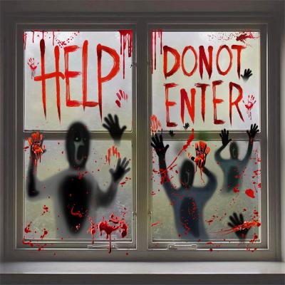 China Modern Halloween Decorations Bloody Footprint Handprint Removable Window Stickers for for Halloween Party Decorations for sale