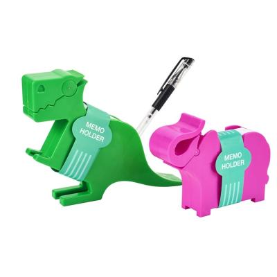 China Custom Cute Dinosaur Paper Memo Pad Printing Decor Sticky Note Pen Clip Holder Office Eco-friendly for sale