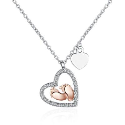 China Cute Footprint Love Baby Jewelry Sterling Silver 925 Tasty Heart Sun and Moon Loss Necklace for sale