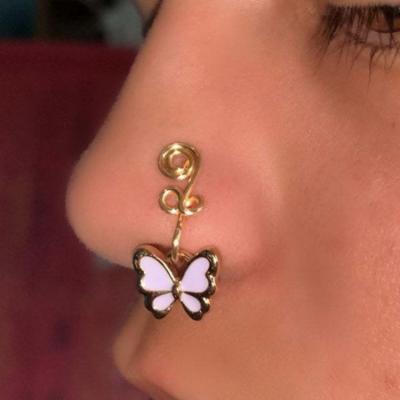 China Cute Find Out Weekly Spotify Wholesale Body Jewelry Butterfly Stainless Steel Non-Piercing Nose Cuffs for sale