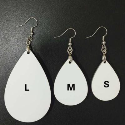 China FASHIONABLE Wholesale MDF Large Water Droplets Small Medium Tear Droplets Custom Wooden Blank Sublimation Earrings Volume for sale